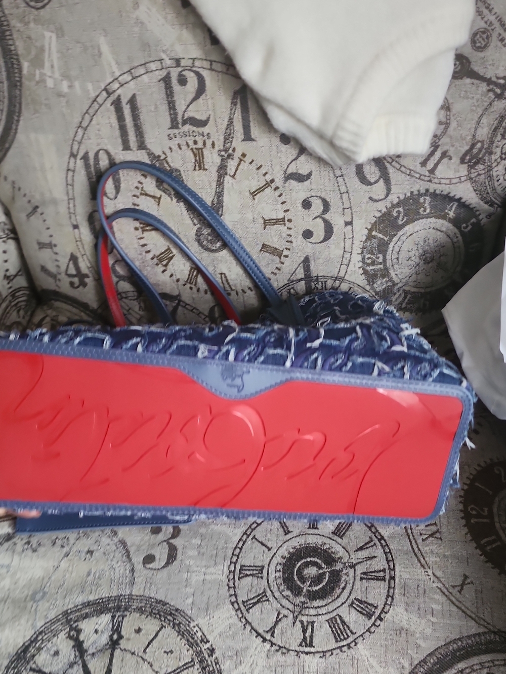 Christian Louboutin Nwot Blue Denim Tote Bag with Removable Pouch And Dust Bag - Picture 3 of 3